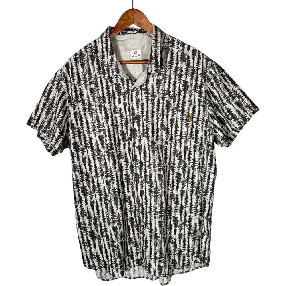 tentree Men's Hemp Blend Short Sleeve Button Down Shirt Forest Print XXL